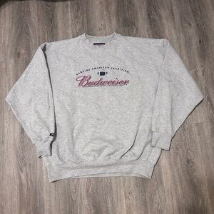 Vintage Jansport Budweiser Beer Gray Sweatshirt Men’s Sz XL Football Alcohol